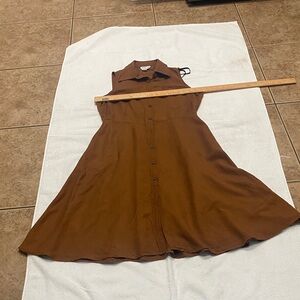 Coldwater Creek Brown Halter A-Line Sundress